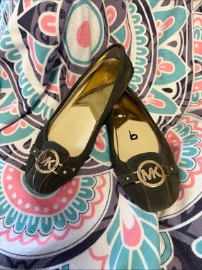 Michael Kors GREEN Suede MK Logo Slip-On Flats